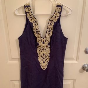 Navy blue and gold Lily Politzer dress size 8